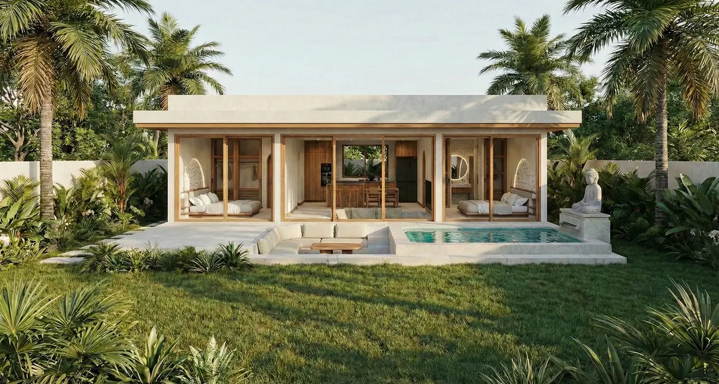 Dream villa: exterior with pool terrace